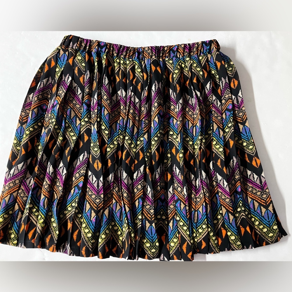 Women’s Pleated Geometric Multicolored Skirt, Small, Millau